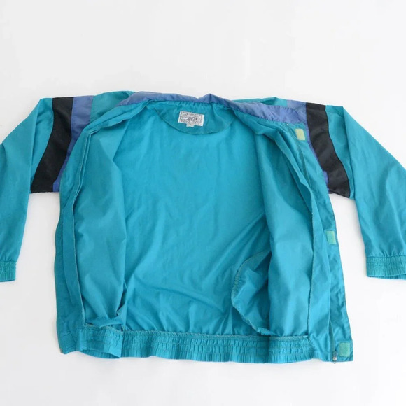 Vintage 90'S Great Canadian Rugged Wear Teal In Blue Zip Up Windbreaker Jacket - Picture 6 of 14